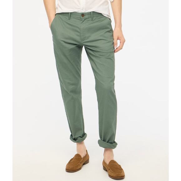 J.CREW Men's Slim-fit Flex Chino Pants Size 32x32 Green Flat Front - Picture 2 of 11